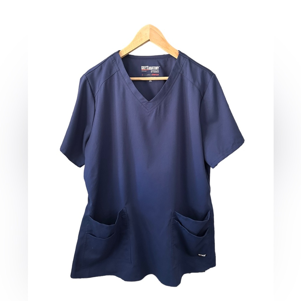 Grey's Anatomy Women’s Spandex Stretch Navy Blue Scrub Top Size 2XL